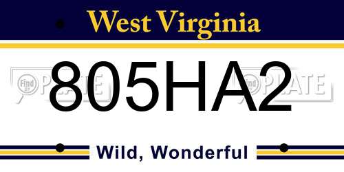 805HA2 West Virginia License Plate