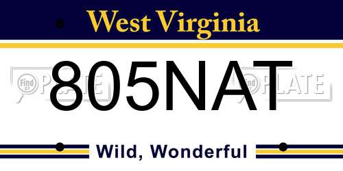 805NAT West Virginia License Plate