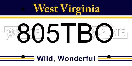 805TBO West Virginia License Plate