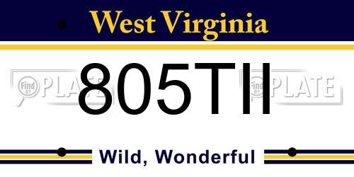 805TII West Virginia License Plate