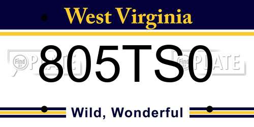 805TS0 West Virginia License Plate