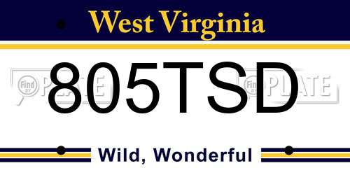 805TSD West Virginia License Plate