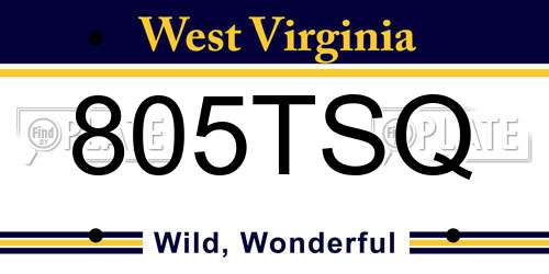 805TSQ West Virginia License Plate