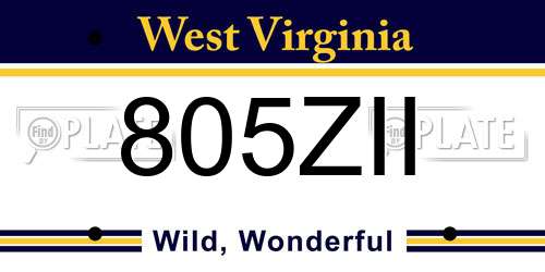 805ZII West Virginia License Plate