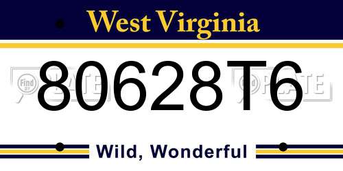 80628T6 West Virginia License Plate