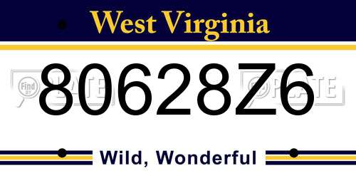 80628Z6 West Virginia License Plate