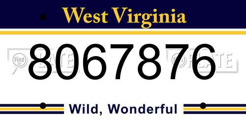 8067876 West Virginia License Plate