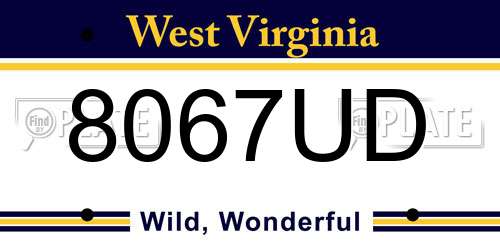 8067UD West Virginia License Plate