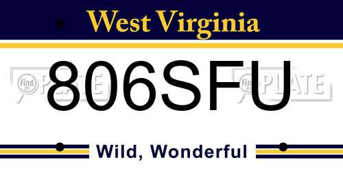 806SFU West Virginia License Plate