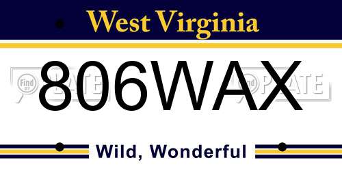 806WAX West Virginia License Plate