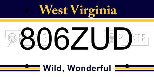806ZUD West Virginia License Plate
