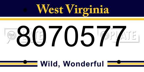 8070577 West Virginia License Plate