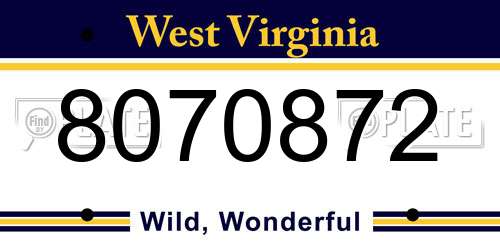 8070872 West Virginia License Plate
