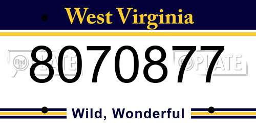 8070877 West Virginia License Plate