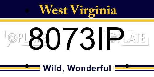 8073IP West Virginia License Plate