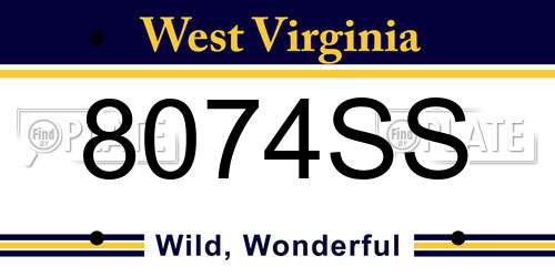 8074SS West Virginia License Plate