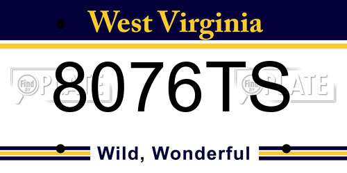 8076TS West Virginia License Plate