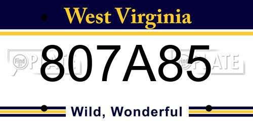 807A85 West Virginia License Plate