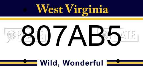 807AB5 West Virginia License Plate