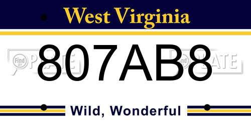 807AB8 West Virginia License Plate