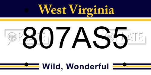 807AS5 West Virginia License Plate