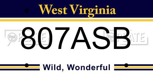 807ASB West Virginia License Plate
