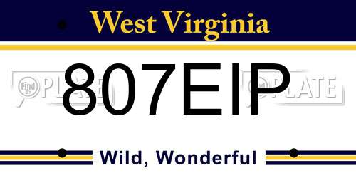 807EIP West Virginia License Plate