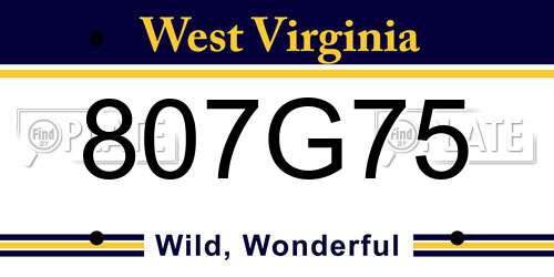 807G75 West Virginia License Plate