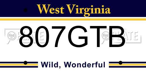 807GTB West Virginia License Plate
