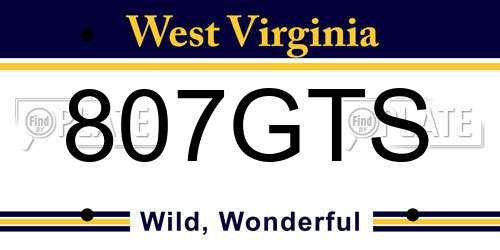 807GTS West Virginia License Plate