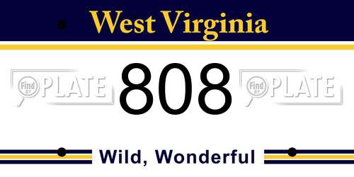 808 West Virginia License Plate