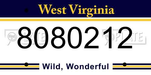 8080212 West Virginia License Plate