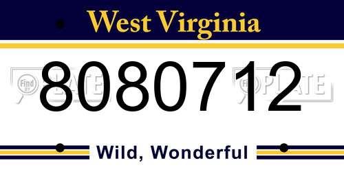8080712 West Virginia License Plate
