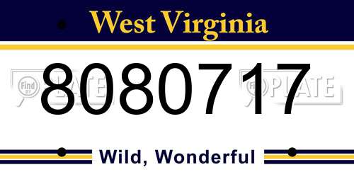 8080717 West Virginia License Plate
