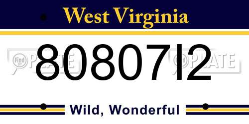 80807I2 West Virginia License Plate