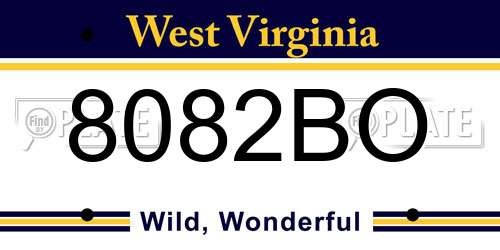 8082BO West Virginia License Plate