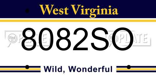 8082SO West Virginia License Plate