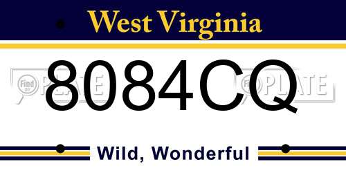 8084CQ West Virginia License Plate