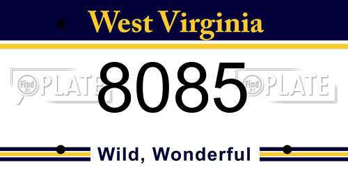 8085 West Virginia License Plate