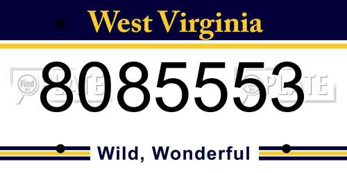 8085553 West Virginia License Plate