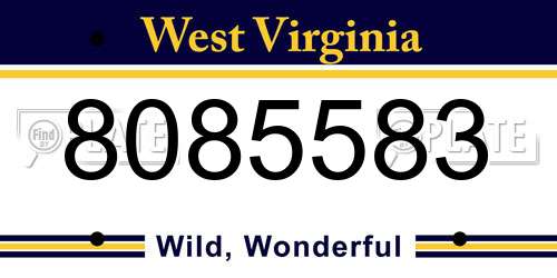 8085583 West Virginia License Plate