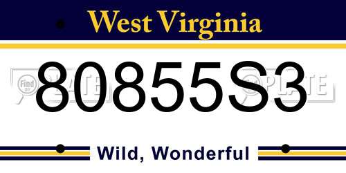 80855S3 West Virginia License Plate