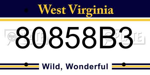 80858B3 West Virginia License Plate