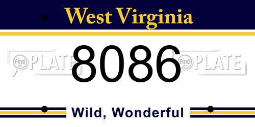 8086 West Virginia License Plate