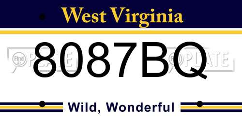 8087BQ West Virginia License Plate