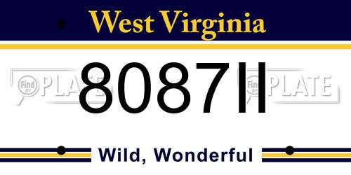 8087II West Virginia License Plate
