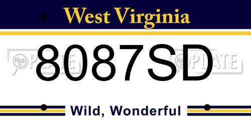 8087SD West Virginia License Plate