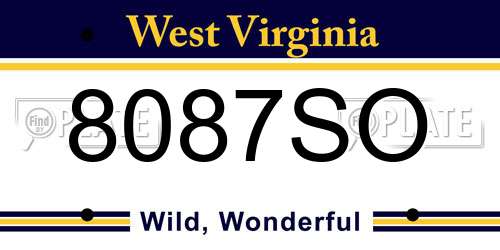 8087SO West Virginia License Plate
