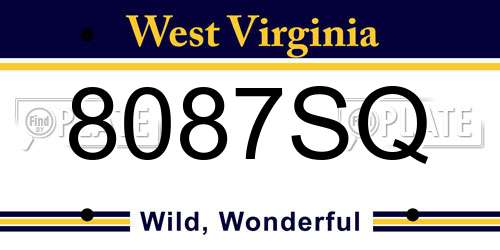 8087SQ West Virginia License Plate