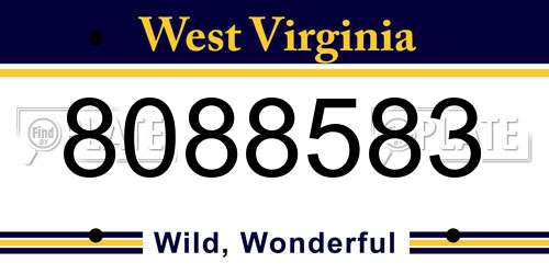 8088583 West Virginia License Plate